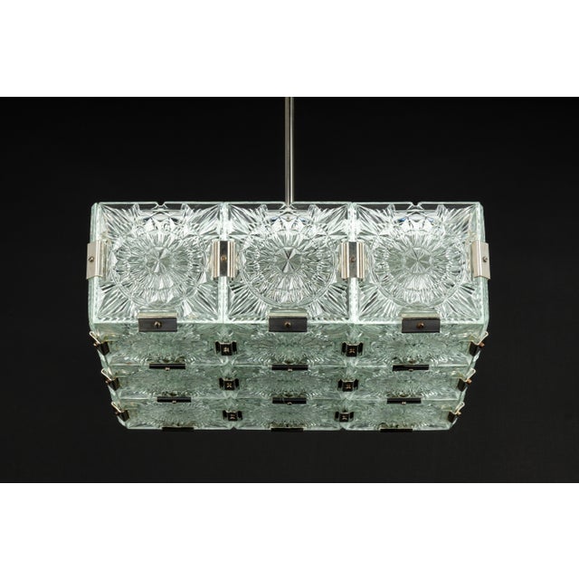 Large Mid-Century Glass Chandelier from Veb Lighting, Germany, 1970s For Sale - Image 15 of 16