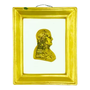 Antique Napoleon Bonaparte Silhouette Portrait Grand Tour Gold Porcelain Plaque