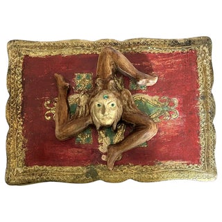 Ooak Vintage Wood Medusa Trinacria Box For Sale