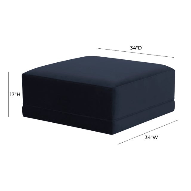 Willow Navy Performance Velvet Ottoman For Sale - Image 4 of 5