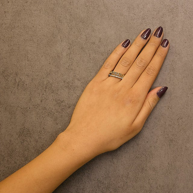 10K Yellow Gold 1/5 Cttw Diamond Cuban Link Ring Band (I-J Color, I2-I3 Clarity), Size 7 For Sale In New York - Image 6 of 7