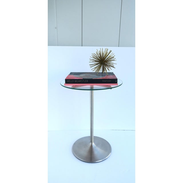 Late 20th Century Metal Glass Side Drinks Table, Modern Minimalist, Circa Late 20th Century For Sale - Image 5 of 10