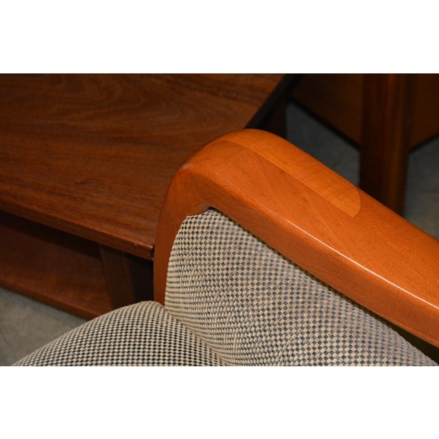 Restoration Hardware Picasso Arm Chair & Ottoman Tan/Black Checkered Upholstery For Sale - Image 13 of 18