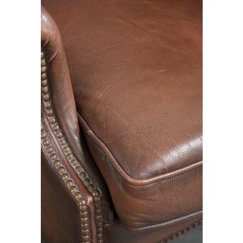 English Cowhide Wing Armchair For Sale - Image 10 of 12