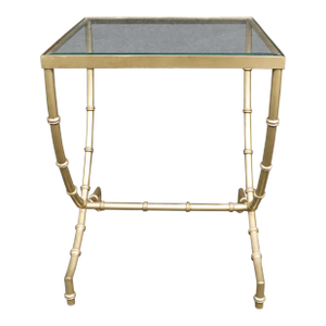 Hollywood Regency Brass and Glass Side Table