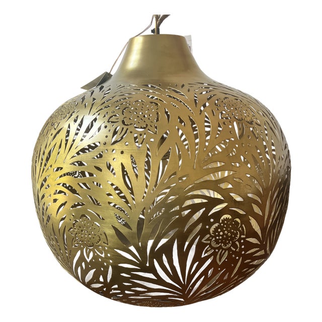 Morris & Co Marigold Brass Chandelier Pendant For Sale