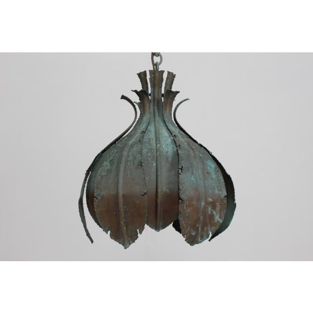 Mid-Century Modern Vintage Danish Brutalist Green Pendant in Brass by Svend Aage Holm Sørensen, 1960s For Sale - Image 3 of 17