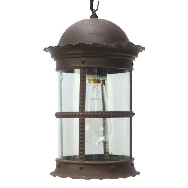 Arts and Crafts Dutch Brass Pendant Light with Clear Glass, 1900s ...