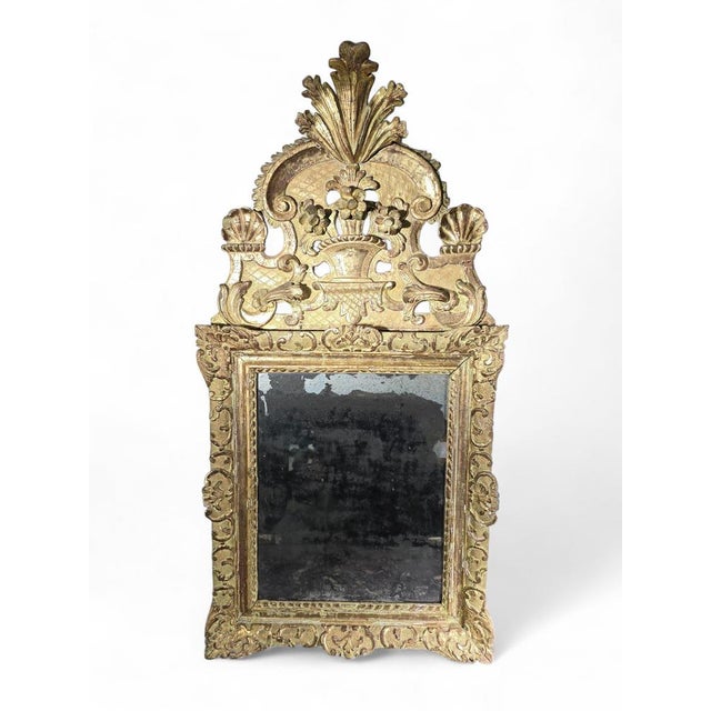 French Carved and Gilded Wood Mirror, 1740s For Sale - Image 4 of 12
