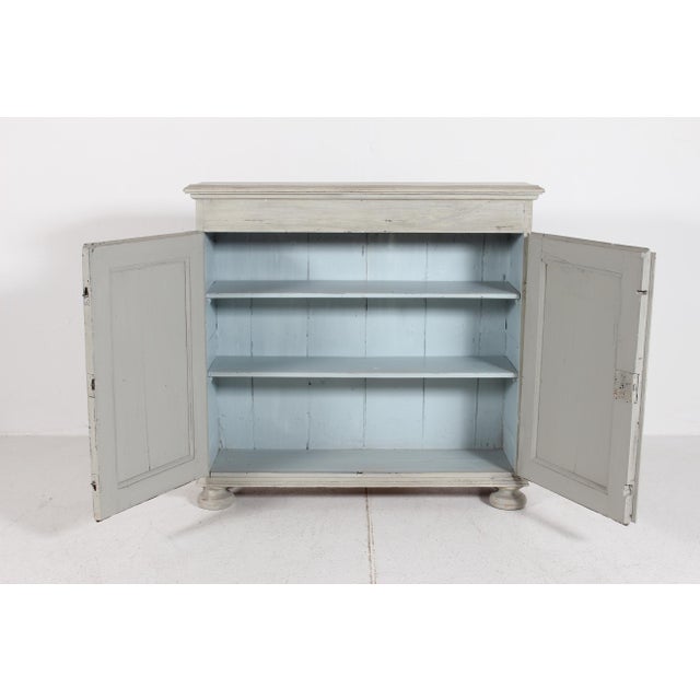 Wood Antique Danish Baroque Storage Cabinet with Light Grey Paint, 1900s For Sale - Image 7 of 13