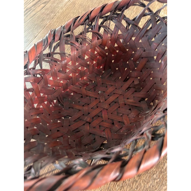 1920s Antique Split Bamboo Japanese Ikebana Basket For Sale - Image 5 of 6