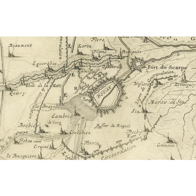Black Map of the Siege of Douay, France, 1720s For Sale - Image 8 of 10