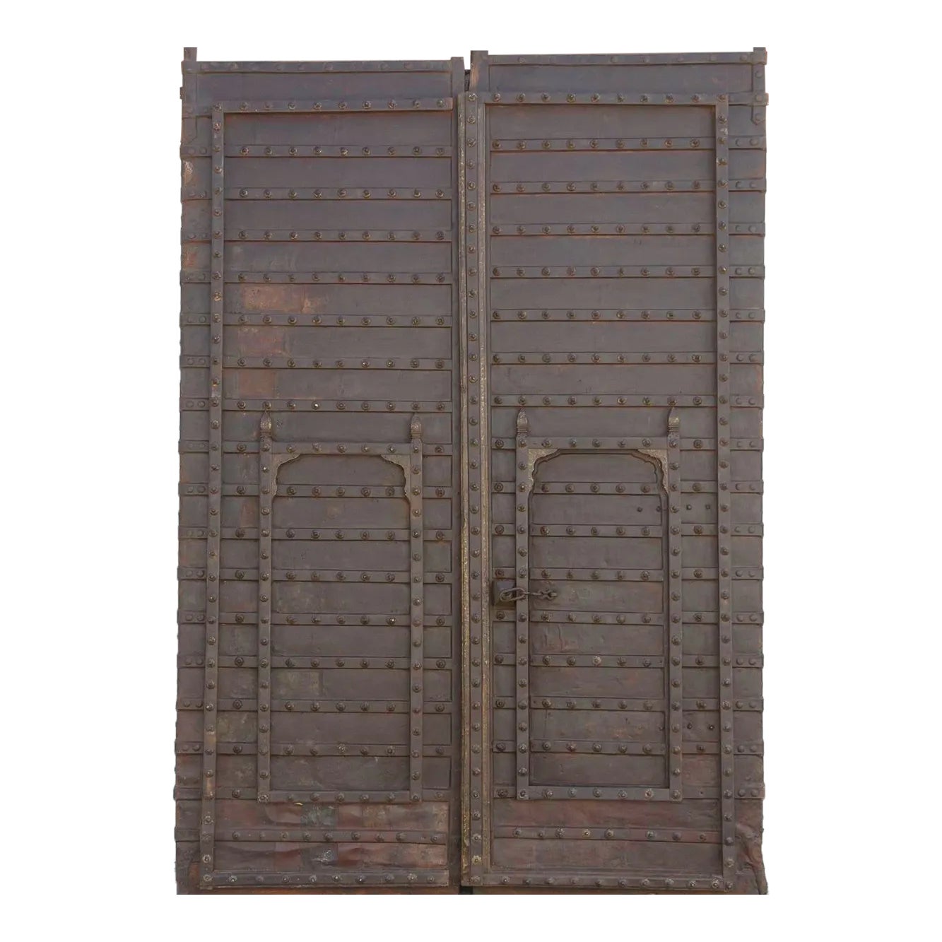 Pair of Monumental Indian Metal Strap Doors Chairish