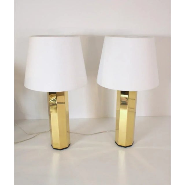 1960s Swedish Hexagonal Brass Table Lamps by Hans Agne Jakobsson for Hans Agne Jakobsson Ab, 1960s, Set of 2 For Sale - Image 5 of 13