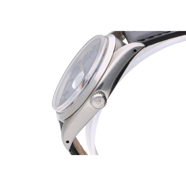 Vintage Rolex Oysterdate Precision 6694 Blue Dial Steel 1977 Leather Strap Watch For Sale - Image 9 of 17