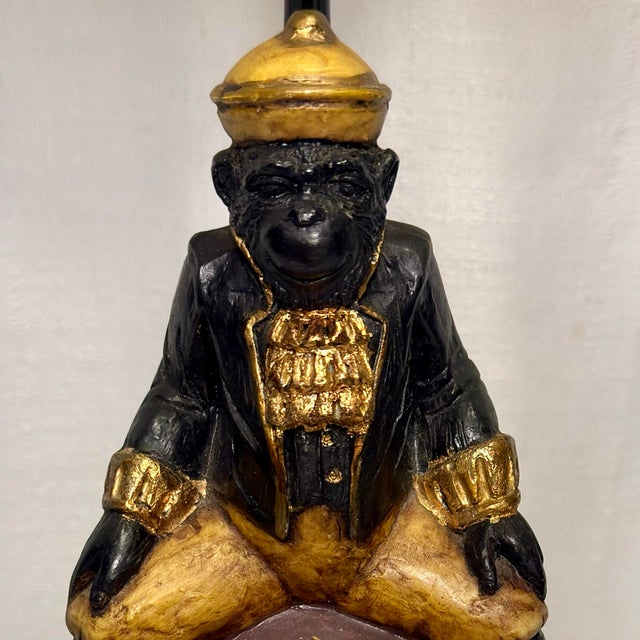 Late 20th Century Vintage Maitland Smith Style Singerie Monkey Bellhop Table Lamp For Sale - Image 5 of 12