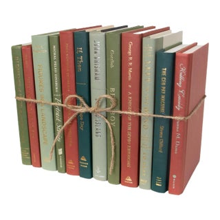 Decorative Books - Autumn Pine Book Bundle - 1 Foot of Green and Red Books For Sale