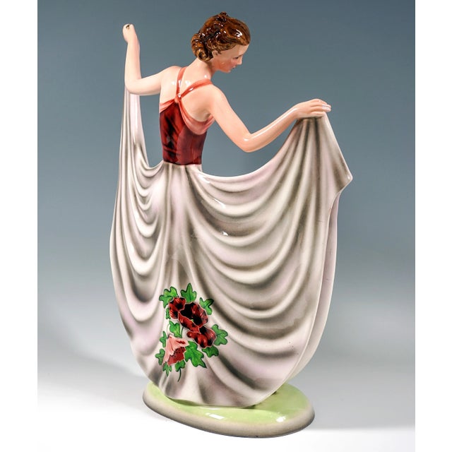 Art Déco Posing Figure Dance Study attributed to Stephan Dakon for Goldscheider, 1937 For Sale - Image 3 of 8