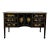 1940s Mid-Century Chinoiserie Black Lacquer Hand-Painted Floral Sideboard / Buffet Cabinet For Sale