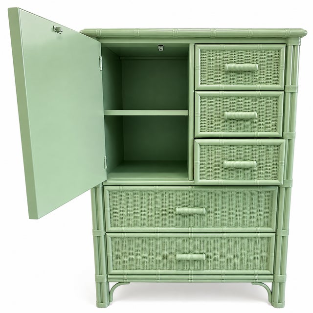 Mid 20th Century Henry Link Faux Bamboo 5-Drawer Chest – Gumdrop Green For Sale - Image 5 of 8