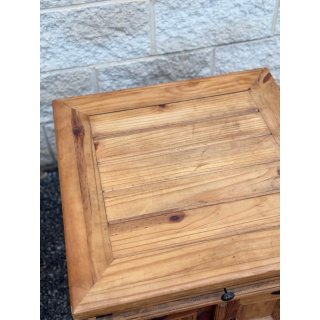 Pair of Rustic Pine Nightstands With Wrought Iron Hardware For Sale - Image 10 of 10