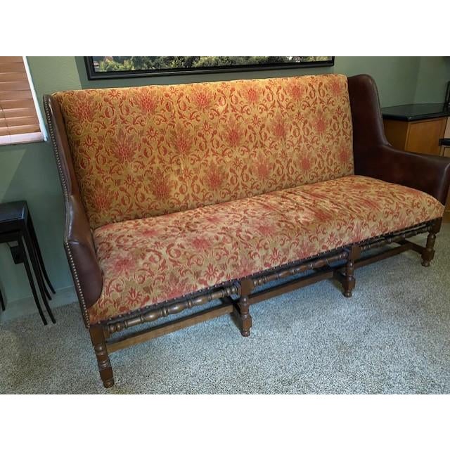 Brown Reproduction Tuscany Style Hand Carved Open Leg Sofa Attributed to Century Furniture For Sale - Image 8 of 10