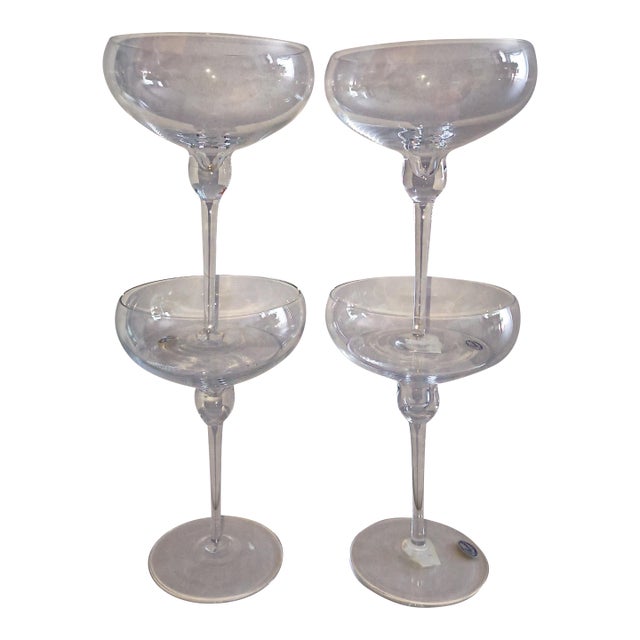Late 20th Century 8 Rogaska Crystal Champagne Coupes For Sale