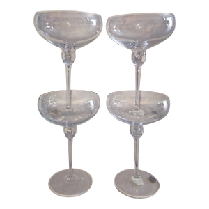 Late 20th Century 8 Rogaska Crystal Champagne Coupes