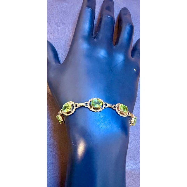 8 Carat Genuine Natural Peridot Tennis Bracelet 14 Karat Yellow Gold 14.7 Grams For Sale - Image 11 of 18