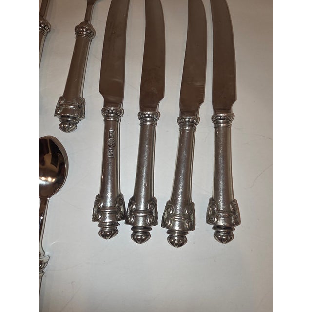 1990s Vagabond House Pewter and Stainless Flatware Medici Pattern 19 Pieces For Sale - Image 10 of 12