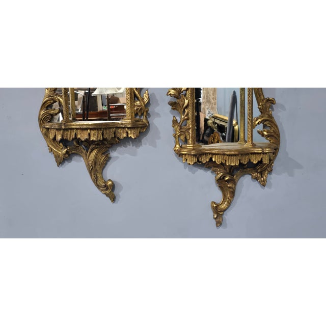 Gold Chinese Chippendale Gilt Wall Mirrors, 1920, Set of 2 For Sale - Image 8 of 10