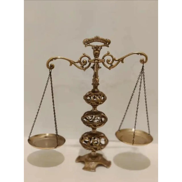 1960s Hollywood Regency Ornate Decorative Filigree Balance Scale For Sale - Image 11 of 12