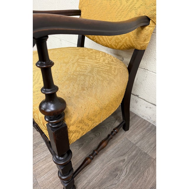 Vintage Spanish Revival Renaissance Revival Walnut Armchair For Sale - Image 11 of 14