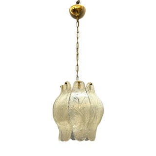 Italian Murano Glass Pendant Light with Sculptural Glass Shade, 1970s For Sale