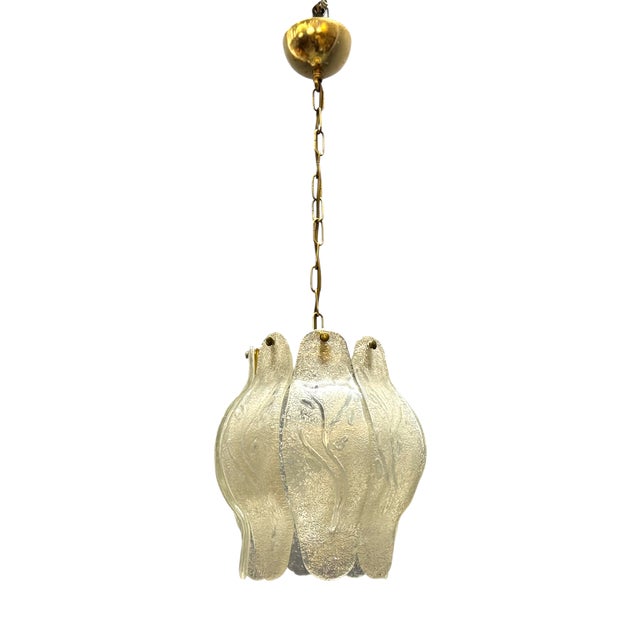 Italian Murano Glass Pendant Light with Sculptural Glass Shade, 1970s For Sale
