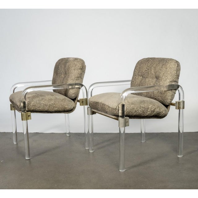 Postmodern Late 19th Century Pair of Lucite and Metal Lounge Chairs For Sale - Image 3 of 12