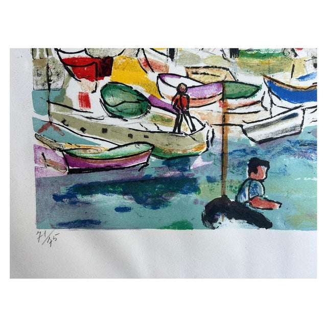 François Desnoyer, Port of Sainte Maxime, Original Lithograph For Sale - Image 4 of 8