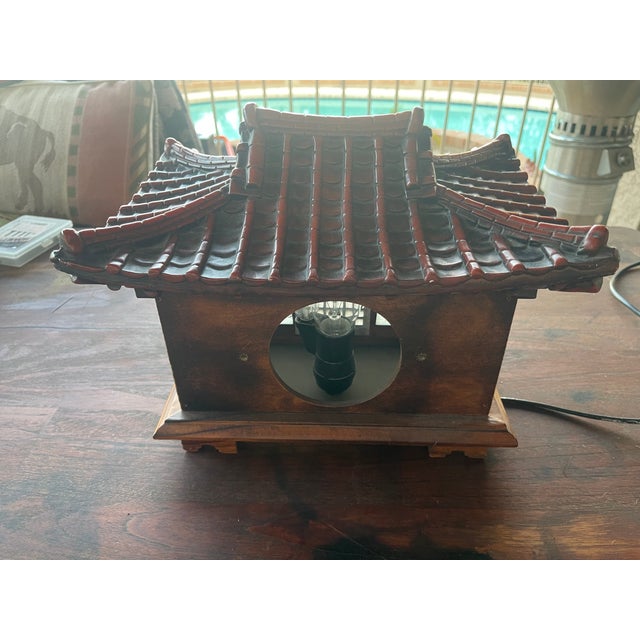 Vintage Japan Korea Handmade Wood Hanok Geisha House Table Lamp For Sale In Santa Fe - Image 6 of 8