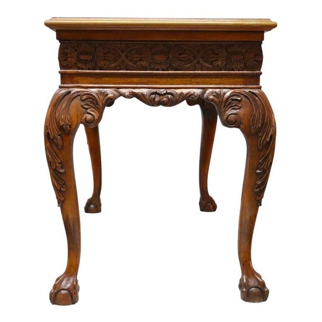 Chippendale Style Floral & Foliate Carved Mahogany Table C1900 For Sale - Image 11 of 15