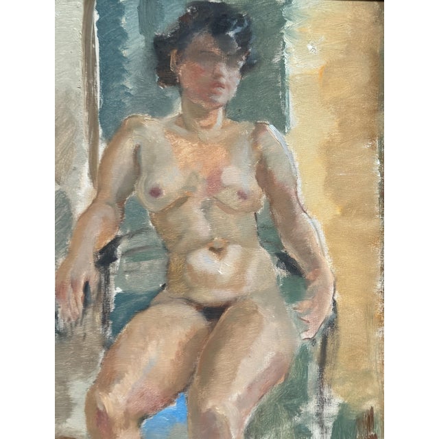 Sven Strömberg, Nude Seated Lady, 1950s, Oil Painting on Canvas, Framed For Sale - Image 8 of 14
