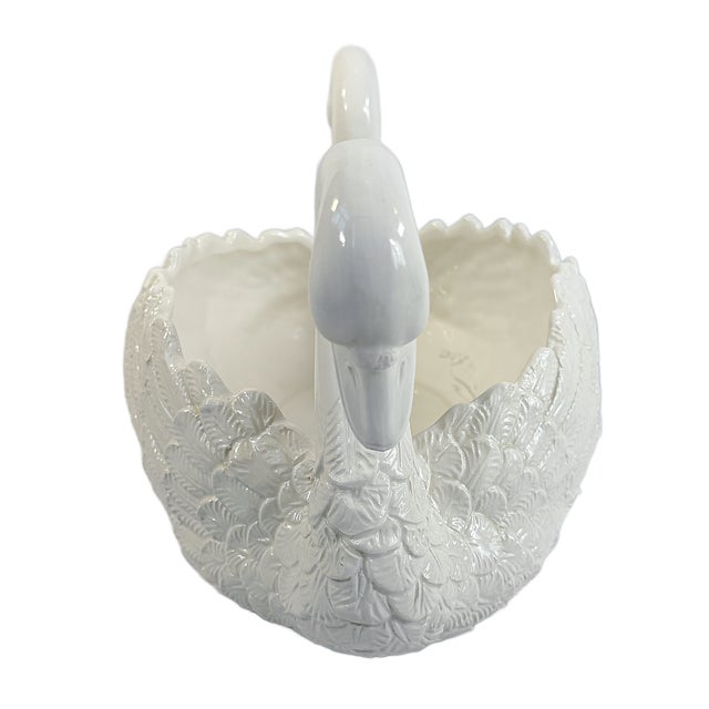 20th Century Italian White Ceramic Double Swan Centerpiece Planter For Sale In Houston - Image 6 of 6