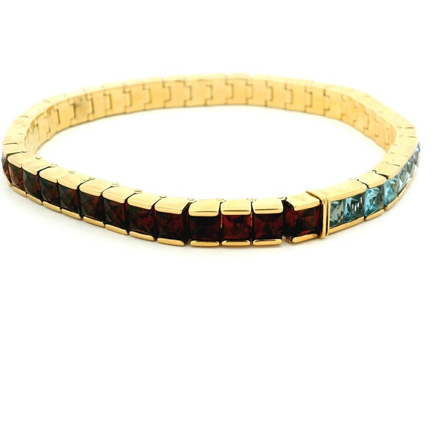 1990s H. Stern 18k Gold Brazilian Rainbow Gemstone Bracelet, 1990s For Sale - Image 5 of 9