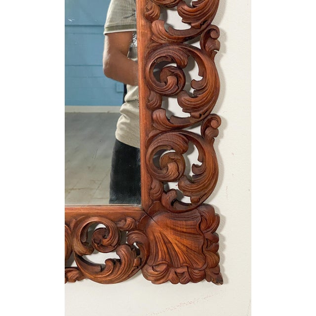 French Baroque Framed Mirror With Carved Foliate Frame (H 35 X W 25 1/2) For Sale In Austin - Image 6 of 9