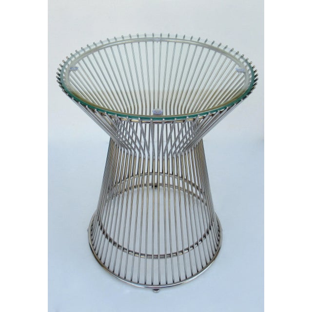 Warren Platner Warren Platner-Style Polished Steel & Glass Round Accent, Side Table For Sale - Image 4 of 13