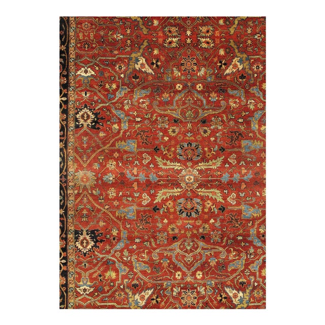 Persian Serapi design rug. Handmade and hand-knotted in fine lambswool on a cotton foundation. Vegetable dyed hand-spun...