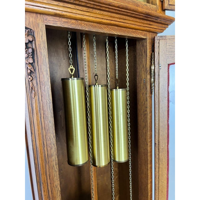 Vintage Grandfather Clock in Oak For Sale - Image 11 of 17