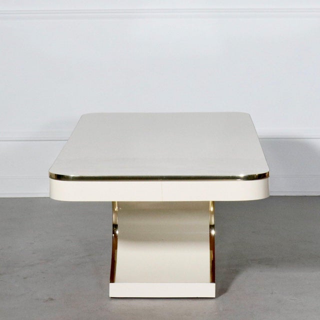 Karl Springer 1980s Sculptural Karl Springer JMF Brass Trimmed & Laminate Coffee Table For Sale - Image 4 of 8
