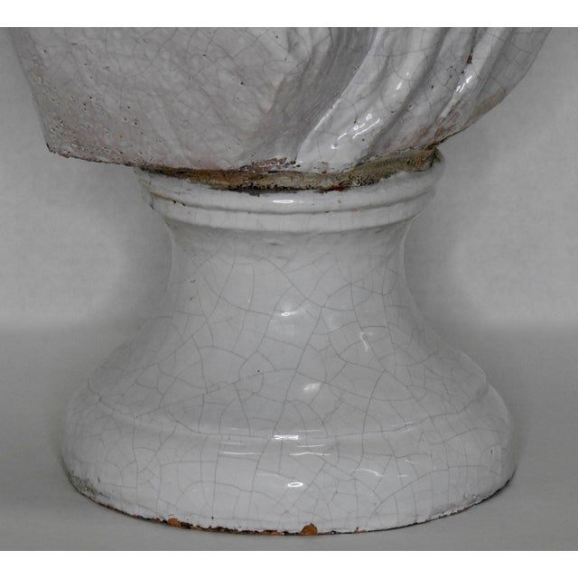 1900 - 1909 Terracotta Glazed Bust of Diana Goddess of Hunt For Sale - Image 5 of 11