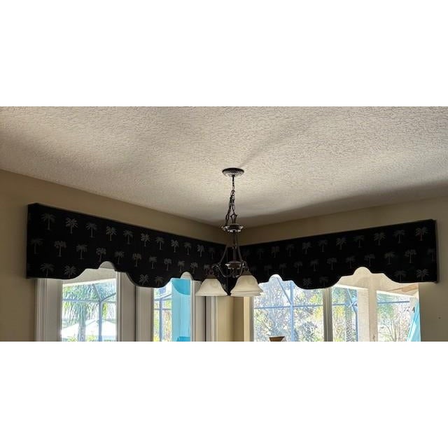 Custom Palm Tree Scalloped Valances – Set of 2 For Sale - Image 11 of 14