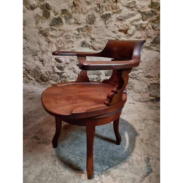 Antique Early 20th Century Swivel Desk Chair in Walnut For Sale - Image 12 of 18